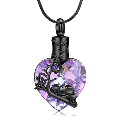GMLRTOSPT Feuerbestattungsschmuck, blaues Herz, Urnen-Asche-Halskette für Frauen, Elefanten-Anhänger, Asche-Andenkenhalter, schwarz von GMLRTOSPT