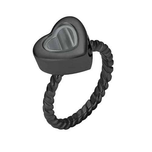 GMLRTOSPT Feuerbestattungsschmuck für Asche, Herzform, Glasurnen, Handring, Edelstahl, Aschenbecher für Menschen und Haustiere, Andenken, 10, Schwarz von GMLRTOSPT