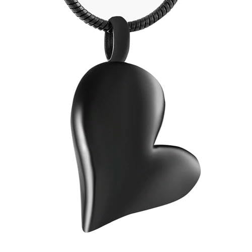 GMLRTOSPT Gravierbarer Herz-Einäscherungsschmuck aus Edelstahl, Andenken-Anhänger, Halskette, Charm für Haustiere, Asche, Sarg, Schwarz von GMLRTOSPT