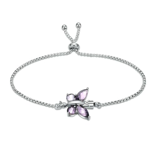 GMLRTOSPT Kristall-Schmetterlings-Urnenarmband für Asche für Frauen, Edelstahl, Andenken, verstellbarer Armreif, Schmuck, Lila von GMLRTOSPT