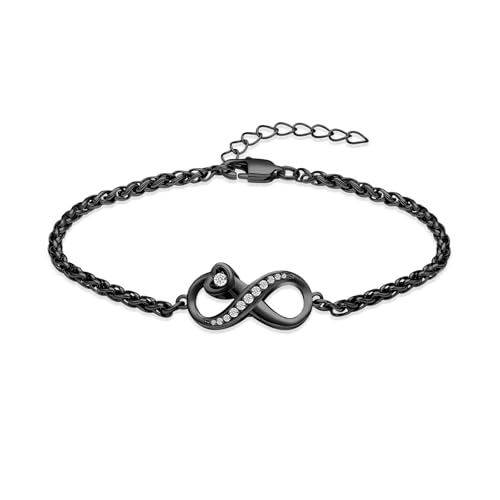 GMLRTOSPT Kristall-Urnenarmband für Asche, Einäscherungsschmuck, Edelstahl, verstellbar, Andenken, Gedenkschmuck für Frauen und Männer, schwarz von GMLRTOSPT