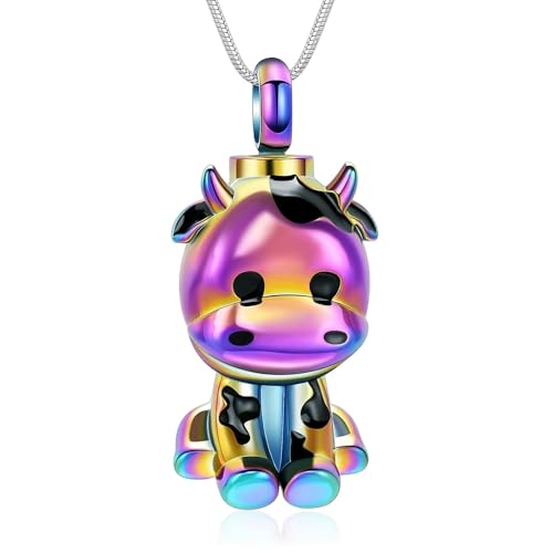 GMLRTOSPT Kuh-Urnen-Halskette für Asche für Frauen und Männer, Andenken, Gedenkschmuck für die Einäscherung, bunt von GMLRTOSPT