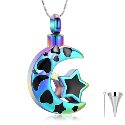 GMLRTOSPT Mond hängende Sterne Herren- und Damenschmuckanhänger Gedenkschnitzereien Edelstahl-Urnen-Farbe von GMLRTOSPT