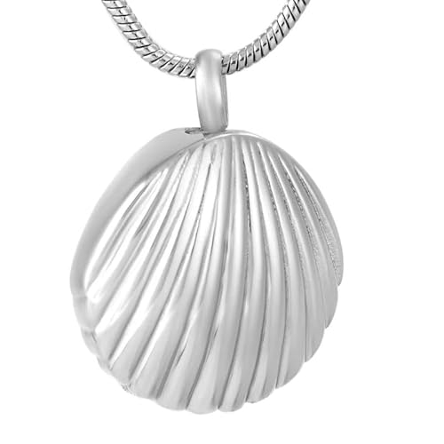 GMLRTOSPT Muschelanhänger Herren- und Damenschmuck Gedenkschnitzerei Edelstahl Urnenschmuck-Stahlfarbe von GMLRTOSPT