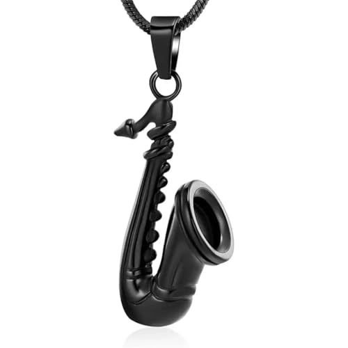 GMLRTOSPT Musikinstrumente Einäscherungsschmuck Saxophon Urnenkette für Gedenkandenken Urnenkette für Asche-Schwarz von GMLRTOSPT