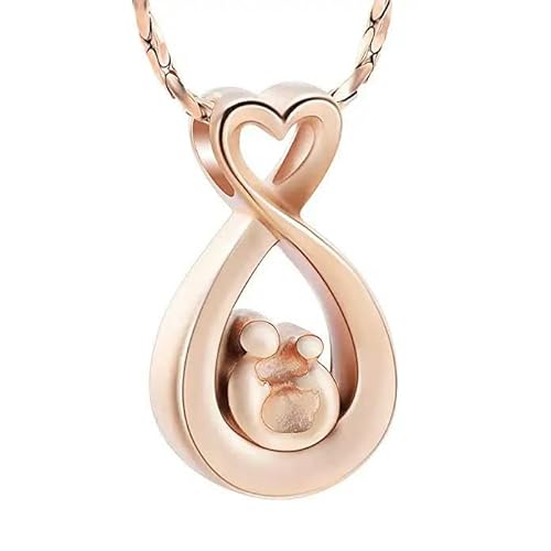 GMLRTOSPT Mutter-Kind-Herz-Anhänger aus Edelstahl für die Urne zur Erinnerung an die Asche, Roségold von GMLRTOSPT