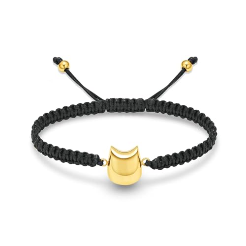 GMLRTOSPT Niedliches Katzen-Einäscherungsarmband für Asche, Urnenanhänger aus Edelstahl, Haustier-Andenken, verstellbar, geflochtenes Seil, Armreif, Gedenkschmuck, Goldfarben von GMLRTOSPT