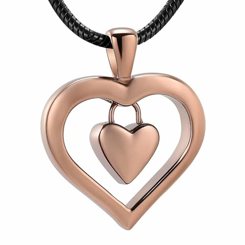 GMLRTOSPT Polierter Herz-Einäscherungsschmuck „Love in the Middle of Love“ – Urnen-Halskette für Asche, Beerdigungsandenken, Ornament – ​​Kaffee von GMLRTOSPT
