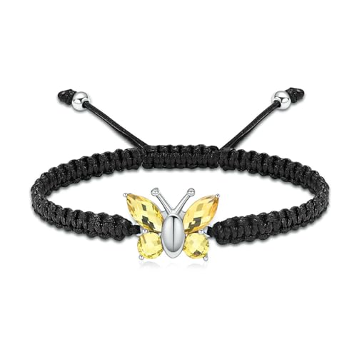 GMLRTOSPT Schmetterlings-Urnenarmband für Asche, geflochtenes Seil, verstellbar, Einäscherungsarmreif, Andenkenschmuck, Gedenkgeschenk für Frauen und Mädchen, Silbergelb GMLRTOSPT Schmetterlings-Urnenarmband für Asche, geflochtenes Seil, verstellbar, Einäscherungsarmreif, Andenkenschmuck, Gedenkgeschenk für Frauen und Mädchen, Silbergelb von GMLRTOSPT