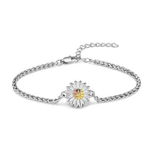 GMLRTOSPT Sonnenblumen-Urnenarmband für Asche für Frauen und Mädchen, verstellbare Gliederkette, Armreif, Gedenkschmuck, Andenken, Geschenk für Mensch und Haustier, Silber-bunt von GMLRTOSPT