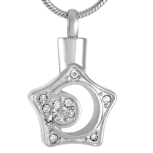 GMLRTOSPT Stern ausgehöhlt Herren- und Damenschmuck Gedenkschnitzerei Edelstahl Urne für Asche-A von GMLRTOSPT