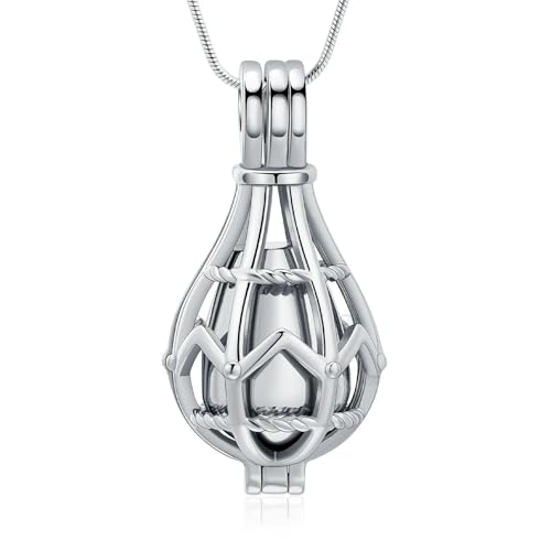 GMLRTOSPT Urnen-Halskette mit netzförmigem Anhänger aus Edelstahl, schwarzer Halter für Haustier-/Menschenasche, Schmuck, Silber von GMLRTOSPT