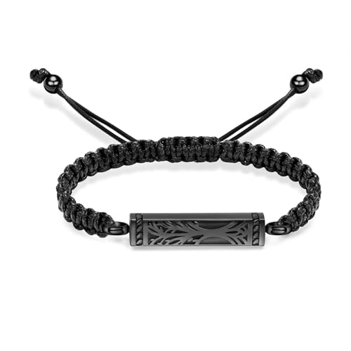 GMLRTOSPT Urnenarmband für Asche, Baum des Lebens, Feuerbestattungsschmuck, Edelstahl-Ascheanhänger, Andenken-Gedenkarmband für Damen und Herren, Schwarz von GMLRTOSPT