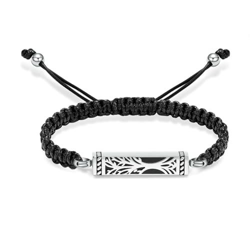 GMLRTOSPT Urnenarmband für Asche, Baum des Lebens, Feuerbestattungsschmuck, Edelstahl-Ascheanhänger, Andenken-Gedenkarmband für Damen und Herren, Stahl von GMLRTOSPT
