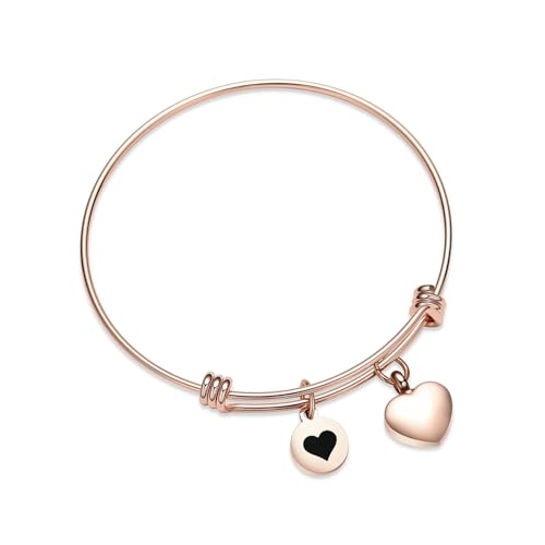 GMLRTOSPT Urnenarmband für Asche, Herz-Urnenarmband für Frauen, Edelstahl-Asche-Armreif, Aschehalter für geliebte Menschen, Andenken, Rose von GMLRTOSPT