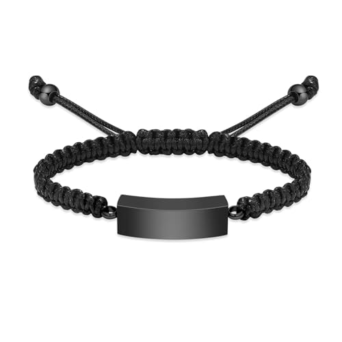 GMLRTOSPT Urnenarmband für Asche, geflochtenes Feuerbestattungsarmband für Männer, verstellbarer Andenkenschmuck, Gedenkarmband aus Edelstahl, schwarz von GMLRTOSPT
