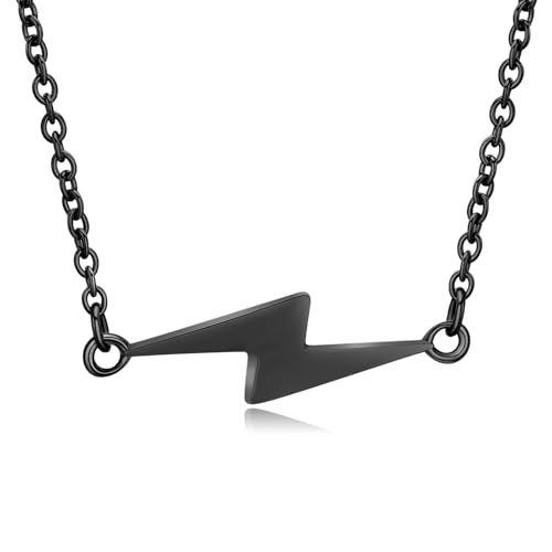 GMLRTOSPT Urnenkette für Asche, Blitz-Einäscherungsschmuck, Edelstahl-Ascheanhänger für Damen und Herren, Andenken, Gedenkasche, Schmuck, schwarz von GMLRTOSPT