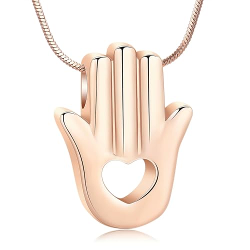 GMLRTOSPT Urnenkette für Asche, Einäscherungsschmuck, Edelstahl-Ascheanhänger, ausgehöhlte Andenkenkette, Gedenkschmuck, Rose von GMLRTOSPT