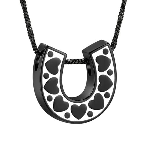 GMLRTOSPT Urnenkette für Asche, Herz, Einäscherungsschmuck für die Asche von Menschen und Haustieren, Anhänger aus Edelstahl, Andenken, Gedenkschmuck, schwarz von GMLRTOSPT