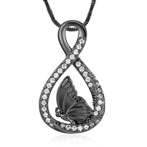 GMLRTOSPT Urnenkette für Asche, Schmetterling, Einäscherungsschmuck für Damen und Herren, Asche-Anhänger, Schmetterling, Andenken, Gedenkschmuck, Schwarz GMLRTOSPT Urnenkette für Asche, Schmetterling, Einäscherungsschmuck für Damen und Herren, Asche-Anhänger, Schmetterling, Andenken, Gedenkschmuck, Schwarz von GMLRTOSPT
