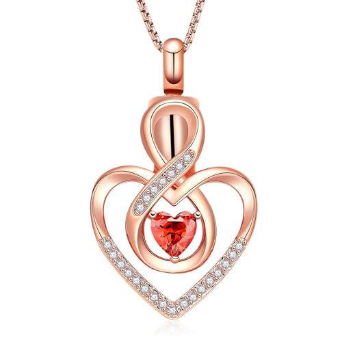 GMLRTOSPT Urnenkette mit Herzmotiv für die Asche, für Frauen, Gedenkkette, Urne für einen geliebten Menschen, Rosérot von GMLRTOSPT