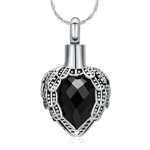 GMLRTOSPT Urnenketten für Asche, Ahornblatt-Einäscherungsschmuck, Edelstahl-Ascheanhänger, Andenken, Gedenkschmuck für Frauen und Männer, Schwarz von GMLRTOSPT