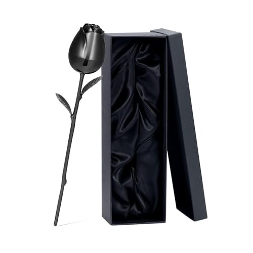 GMLRTOSPT Urnenschmuck mit Rosenblütenmotiv für die Asche eines geliebten Menschen, Edelstahl-Gedenkschmuck für die Asche, großes Fassungsvermögen, Andenkengeschenk, Schwarz von GMLRTOSPT