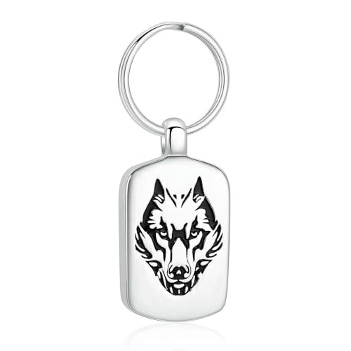 GMLRTOSPT Wolf-Schlüsselanhänger für Asche, Hundemarke, Urne, Gedenkschmuck, Beerdigungs-Andenken, Geschenk für Männer und Frauen, Silber GMLRTOSPT Wolf-Schlüsselanhänger für Asche, Hundemarke, Urne, Gedenkschmuck, Beerdigungs-Andenken, Geschenk für Männer und Frauen, Silber von GMLRTOSPT