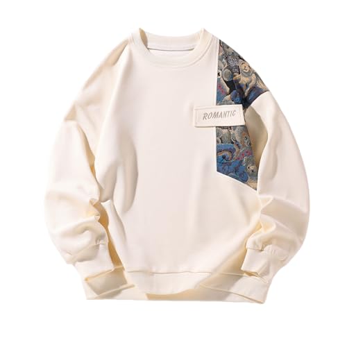 GMOYD Herren-Sweatshirt mit Rundhalsausschnitt, bestickt, lässig, langärmelig, Hw23592beige, X-Large von GMOYD