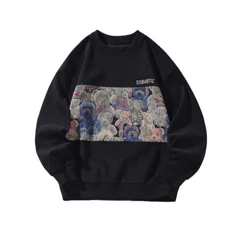 GMOYD Mens Crewneck Sweatshirt Embroidered Graphic Sweatshirts Long Sleeve Pullover Tops, Black, M von GMOYD