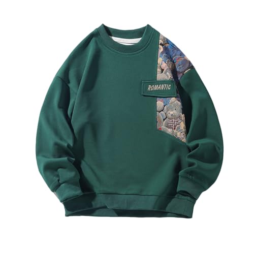 GMOYD Mens Round Neck Embroidered Sweatshirt Casual Long Sleeve Pullover Sweatshirt, Hw23592green, Large von GMOYD
