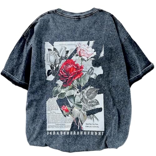 GMOYD Mens Washed T Shirt Distressed Graphic Tees Oversized Short Sleeve Tops Shirts, Black, XL von GMOYD