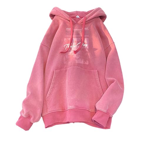 GMOYD Retro Washed Hoodies Mens Distressed Hoodie Sweatshirt Graphic Heavyweight Pullover Sweatshirt, 23xw99356pink, XXL von GMOYD