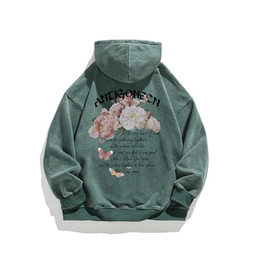 GMOYD Vintage Acid Wash Hoodie Distressed Unisex Hoodies Graphic Oversized Pullover Sweatshirt, 23 x 99298 grün, XX-Large von GMOYD