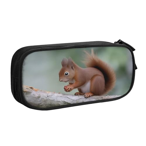 GMSGHJHDR . Niedliches Eichhörnchen 3D-Druck Große Kapazität Federmäppchen Schule Schreibwaren Organizer Tasche mit Fächern Reißverschluss Stifteetui für Mädchen Jungen Studenten College Büro, Schwarz von GMSGHJHDR