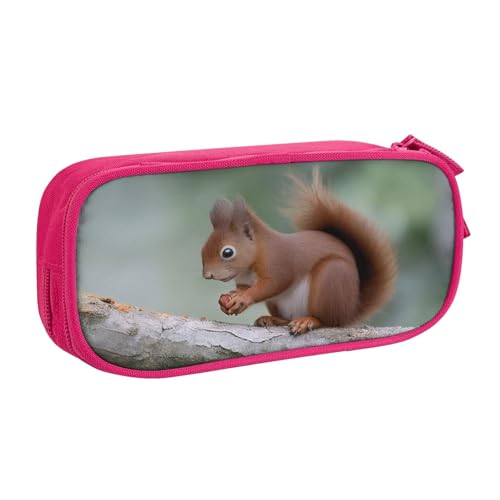 GMSGHJHDR . Niedliches Eichhörnchen 3D-Druck Große Kapazität Federmäppchen Schule Schreibwaren Organizer Tasche mit Fächern Reißverschluss Stifteetui für Mädchen Jungen Studenten College Büro, rose von GMSGHJHDR