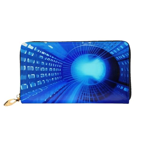 GMSGHJHDR 3D Blau Hippie Art Lange Leder Geldbörse für Frauen mit Reißverschluss - PU Leder Geldbörse mit mehreren Kartenfächern und Münzfach, Stilvolle Clutch Phone Card Holder, Größe 3D, von GMSGHJHDR