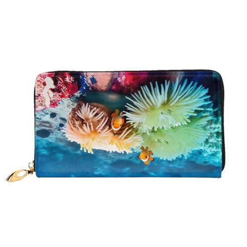 GMSGHJHDR 3D Clownfisch Lange Leder Geldbörse für Frauen mit Reißverschluss - PU Leder Geldbörse mit mehreren Kartenfächern und Münzfach, Stilvolle Clutch Phone Card Holder, Größe 3D, Einheitsgröße, von GMSGHJHDR
