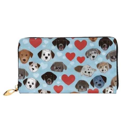 GMSGHJHDR 3D Cute Dog Long Leather Wallet for Women with Zip - Pu Leather Purse with Multiple Card Slots and Coin Pocket, Stylish Clutch Phone Card Holder, Größe 3D, Einheitsgröße, Minimalistisch von GMSGHJHDR