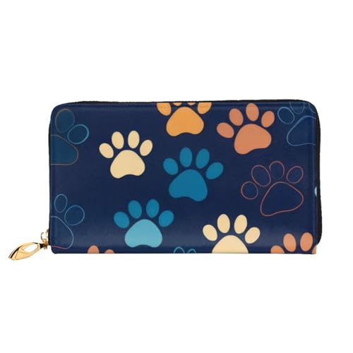 GMSGHJHDR 3D Cute Dog Tracks Lange Leder Geldbörse für Frauen mit Reißverschluss - PU Leder Geldbörse mit mehreren Kartenfächern und Münzfach, Stilvolle Clutch Phone Card Holder, Größe 3D, von GMSGHJHDR