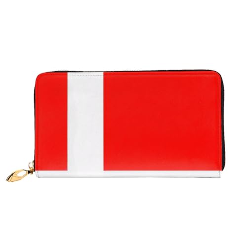 GMSGHJHDR 3D Dänemark Dänische Flagge Lange Leder Geldbörse für Frauen mit Reißverschluss - PU Leder Geldbörse mit mehreren Kartenfächern und Münzfach, Stilvolle Clutch Phone Card Holder, Größe 3D, von GMSGHJHDR