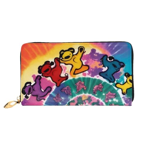 GMSGHJHDR 3D Dancing Thanksgiving Bear Lange Leder Geldbörse für Frauen mit Reißverschluss - PU Leder Geldbörse mit mehreren Kartenfächern und Münzfach, Stilvolle Clutch Phone Card Holder, Größe 3D, von GMSGHJHDR