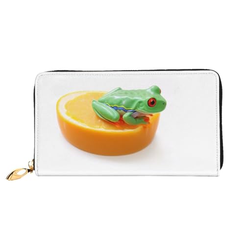 GMSGHJHDR 3D Frosch Lange Leder Geldbörse für Frauen mit Reißverschluss - PU Leder Geldbörse mit mehreren Kartenfächern und Münzfach, Stilvolle Clutch Phone Card Holder, Größe 3D, Einheitsgröße, von GMSGHJHDR