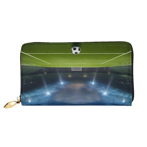 GMSGHJHDR 3D Fußball Lange Leder Geldbörse für Frauen mit Reißverschluss - PU Leder Geldbörse mit mehreren Kartenfächern und Münzfach, Stilvolle Clutch Phone Card Holder, Größe 3D, Einheitsgröße, von GMSGHJHDR