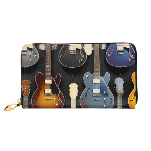GMSGHJHDR 3D Gitarre Musik Lange Leder Geldbörse für Frauen mit Reißverschluss - PU Leder Geldbörse mit mehreren Kartenfächern und Münzfach, Stilvolle Clutch Phone Card Holder, Größe 3D, von GMSGHJHDR