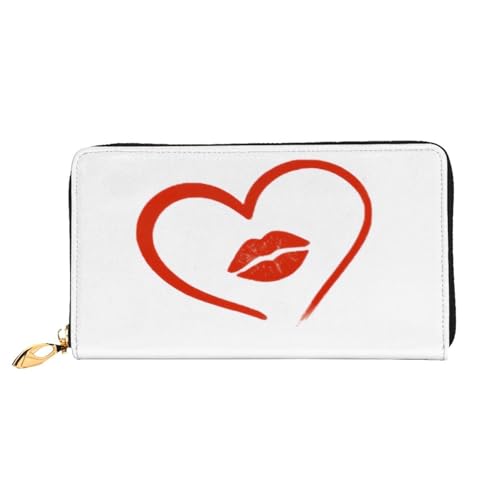 GMSGHJHDR 3D Heart Drawn Long Leather Wallet for Women with Zip - Pu Leather Purse with Multiple Card Slots and Coin Pocket, Stylish Clutch Phone Card Holder, Größe 3D, Einheitsgröße, Minimalistisch von GMSGHJHDR