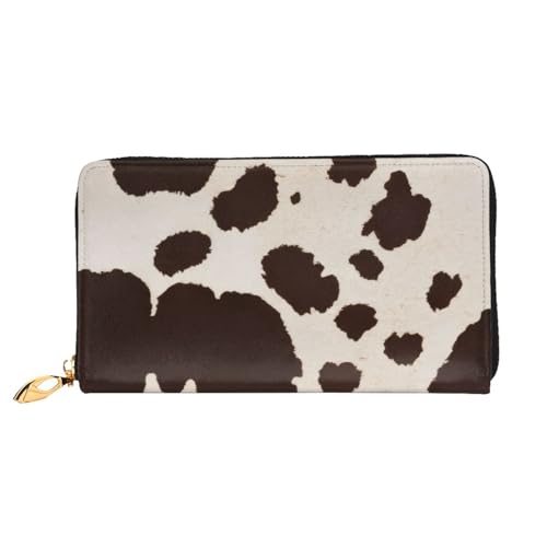 GMSGHJHDR 3D Kuhfell Print Lange Leder Geldbörse für Frauen mit Reißverschluss - PU Leder Geldbörse mit mehreren Kartenfächern und Münzfach, Stilvolle Clutch Phone Card Holder, Größe 3D, von GMSGHJHDR