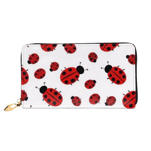 GMSGHJHDR 3D Ladybug Lange Leder Geldbörse für Frauen mit Reißverschluss - PU Leder Geldbörse mit mehreren Kartenfächern und Münzfach, Stilvolle Clutch Phone Card Holder, Größe 3D, Einheitsgröße, von GMSGHJHDR