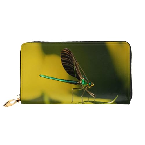 GMSGHJHDR 3D Libelle Lange Leder Geldbörse für Damen mit Reißverschluss - PU Leder Geldbörse mit mehreren Kartenfächern und Münzfach, Stilvolle Clutch Phone Card Holder, Größe 3D, Einheitsgröße, von GMSGHJHDR
