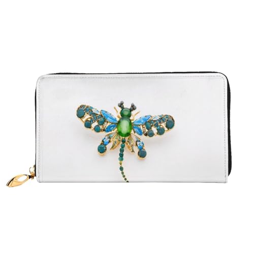 GMSGHJHDR 3D Libelle Prints Lange Leder Geldbörse für Frauen mit Reißverschluss - PU Leder Geldbörse mit mehreren Kartenfächern und Münzfach, Stilvolle Clutch Phone Card Holder, Größe 3D, von GMSGHJHDR